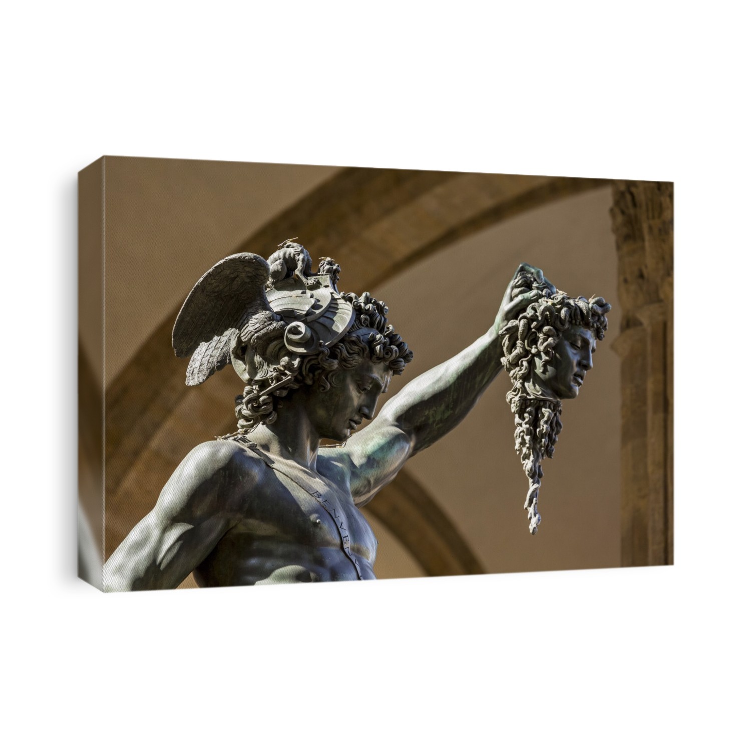 Close-up of 'Perseus with the head of Medusa' sculpture; Florence, Tuscany, Italy