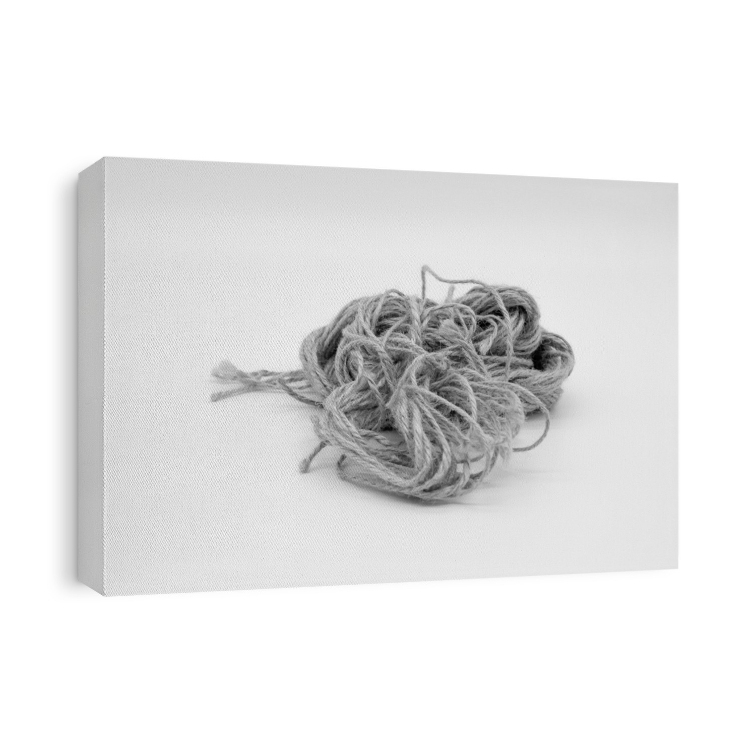 jute ball, thread on a white background. Black and white