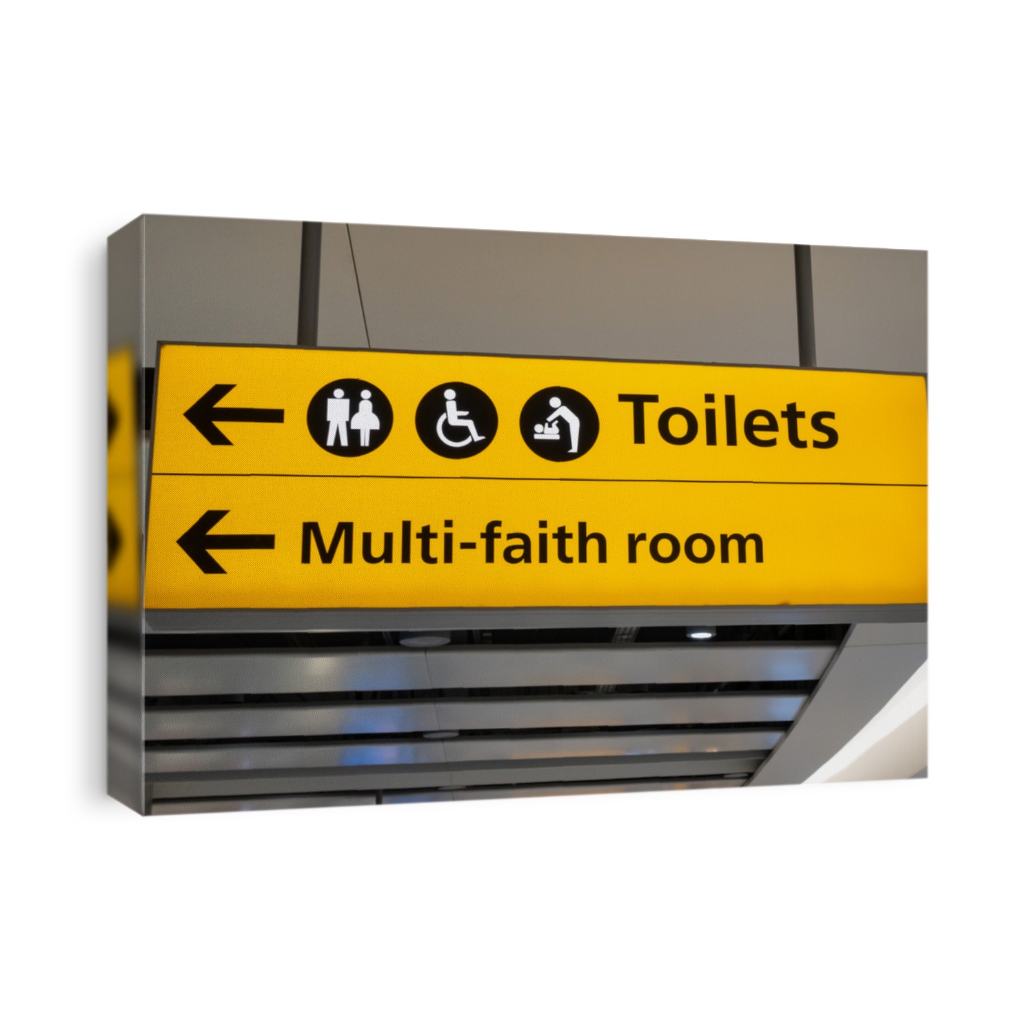 Toilets and Multi Faith Room Sign at an Airport Terminal