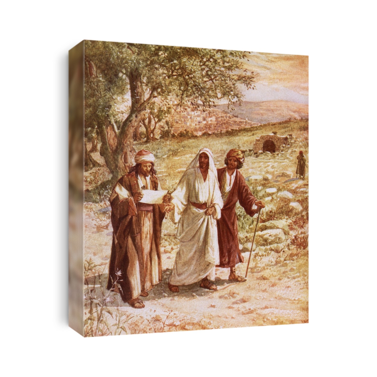 Jesus appearing to two disciples on the road to Emmaus. The Life of Jesus of Nazareth by William Hole (Eyre and Spottiswoode, c 1905).